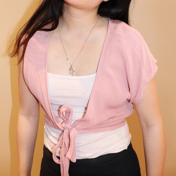 Pink Cropped Cover Tie Knot - Picture 2 of 3